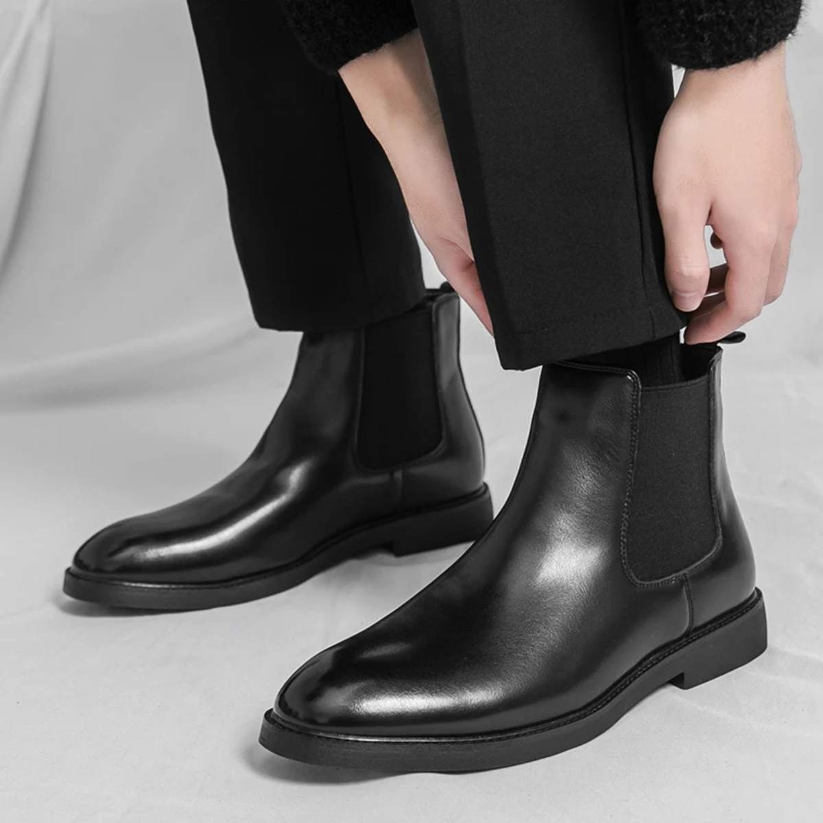 Beau | Men's Chelsea Ankle Boots Black Leather
