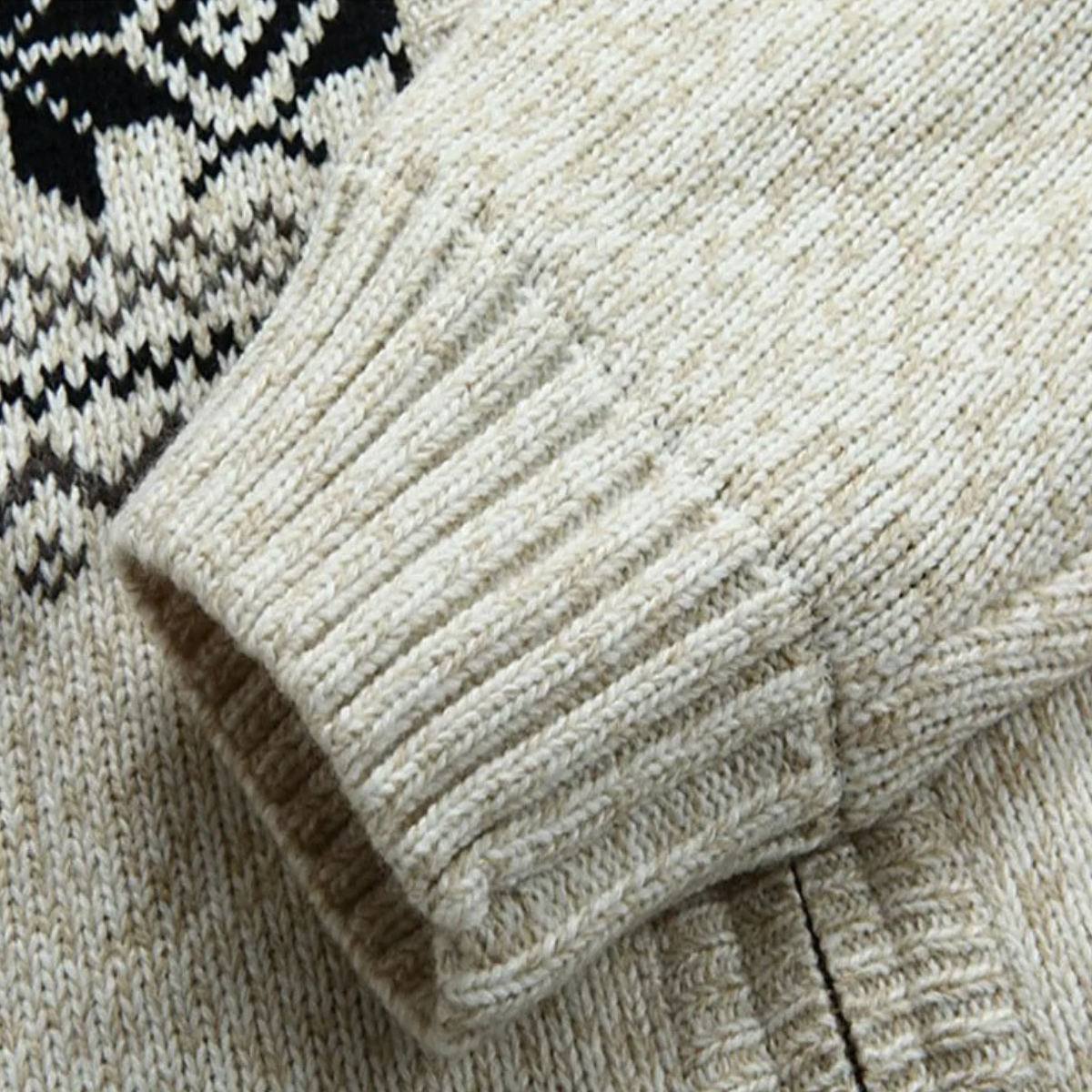 Blake | Men's Sherpa Lined Cardigan Cream Nordic Pattern Zip Up