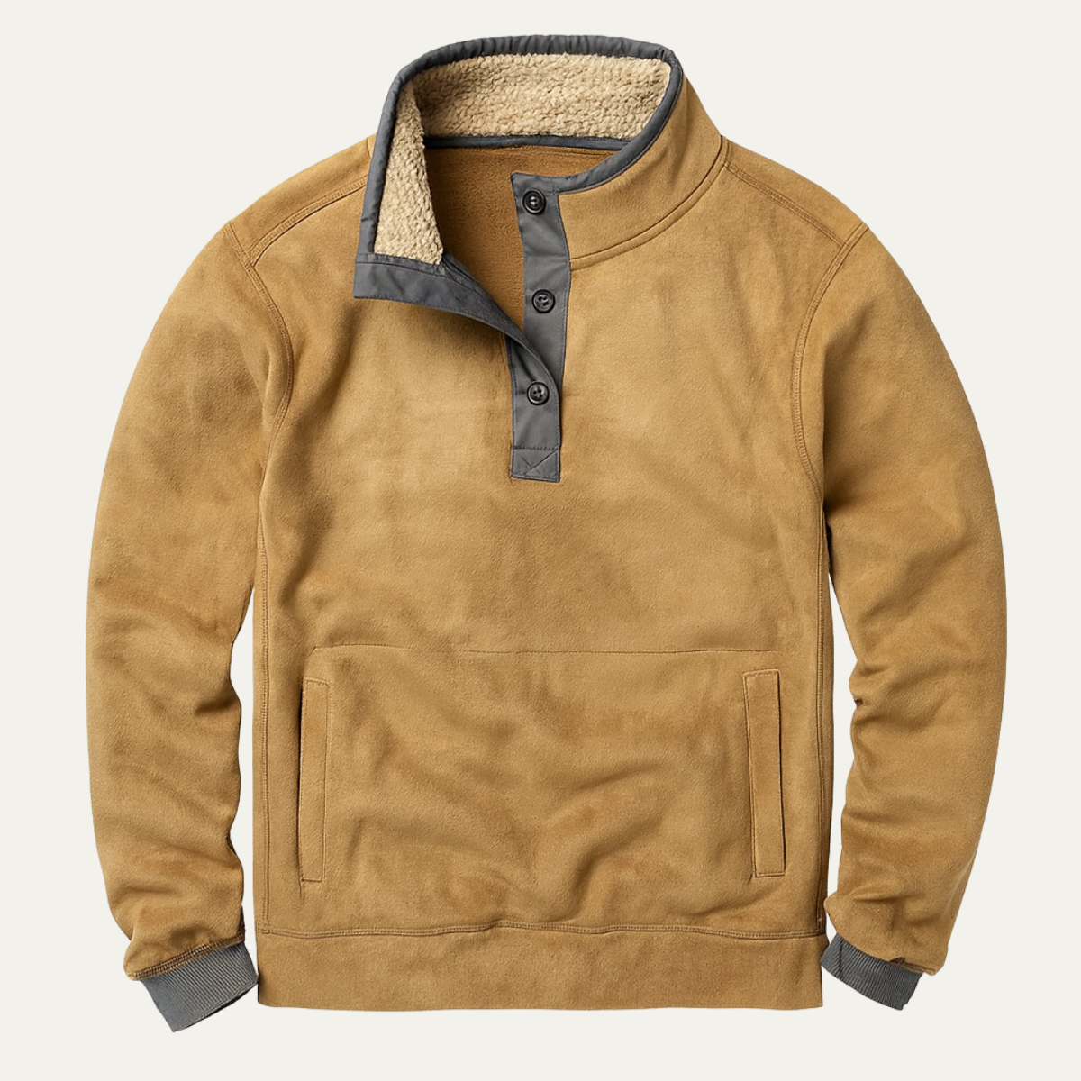 Bram | Men's Quarter Zip Sherpa Sweatshirt Tan Fleece Lined