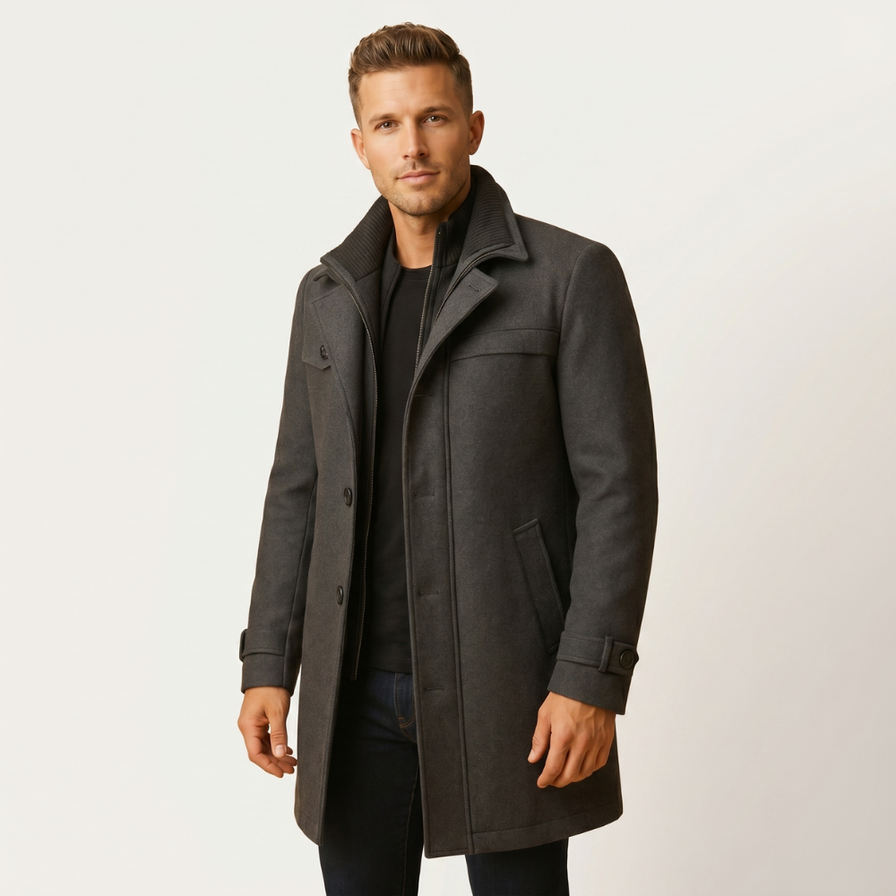Dama Washington Jude men's wool blend overcoat black - view 5