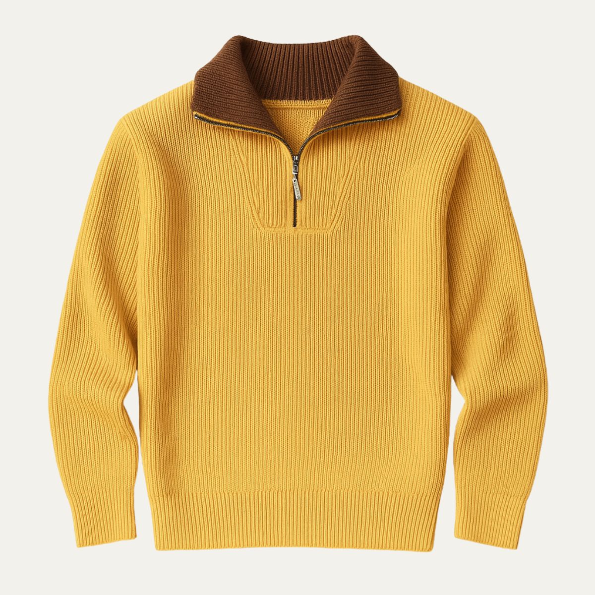 Bram | Men's Quarter Zip Sweater Gray Ribbed Knit