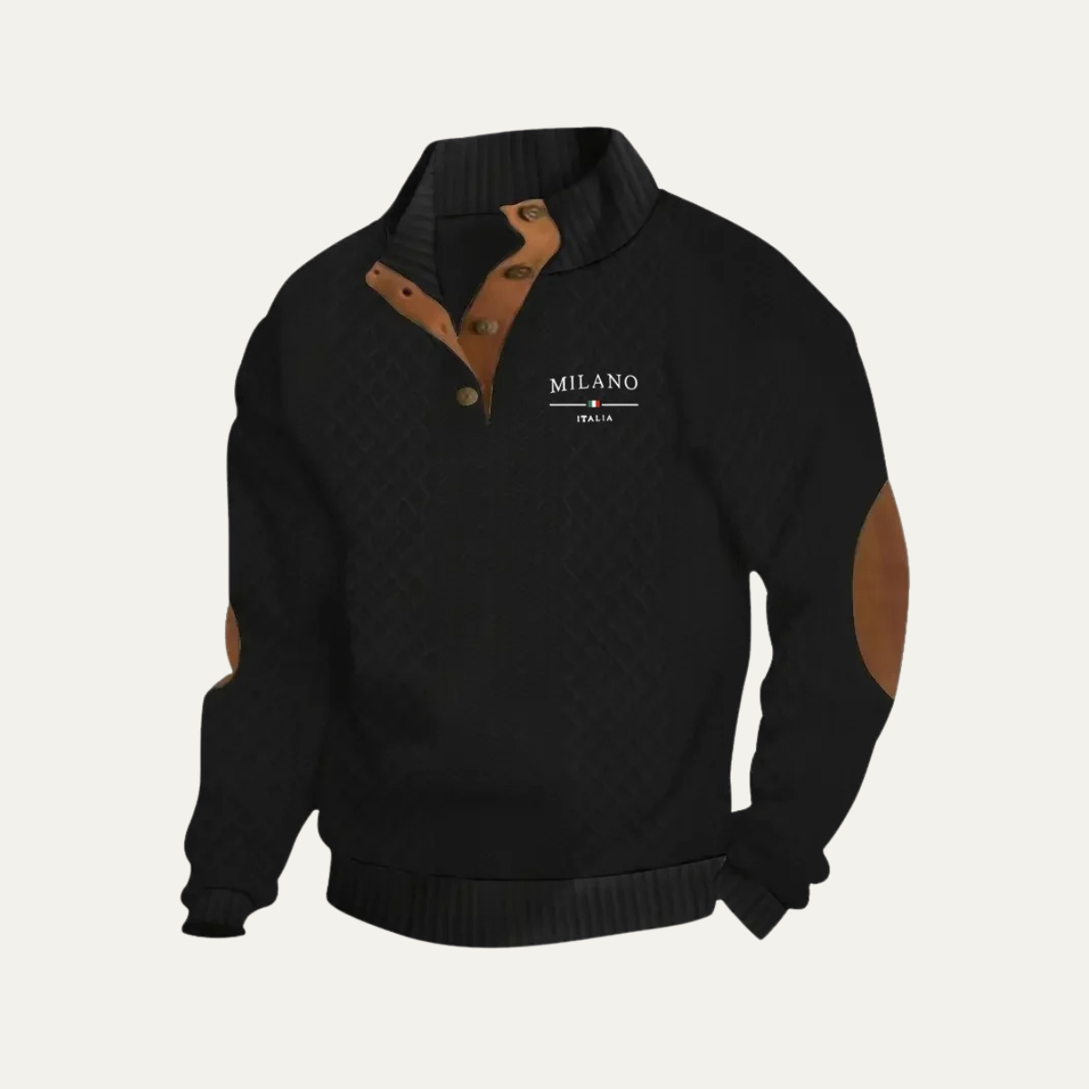Axel | Men's Cable Knit Quarter Zip Sweater Cream Elbow Patches