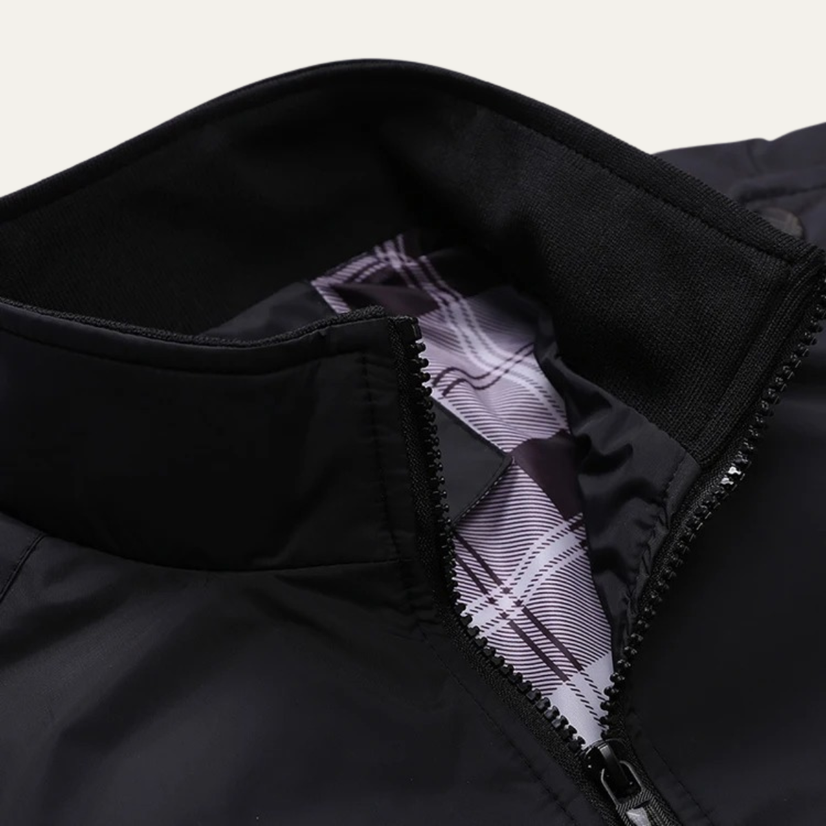 Vance | Men's Lightweight Bomber Jacket Black Plaid Lined