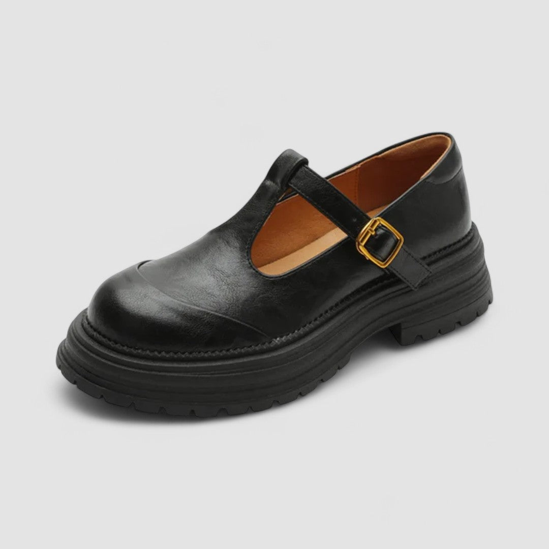 Vera | Women's Mary Jane Loafer Brown Leather T Strap