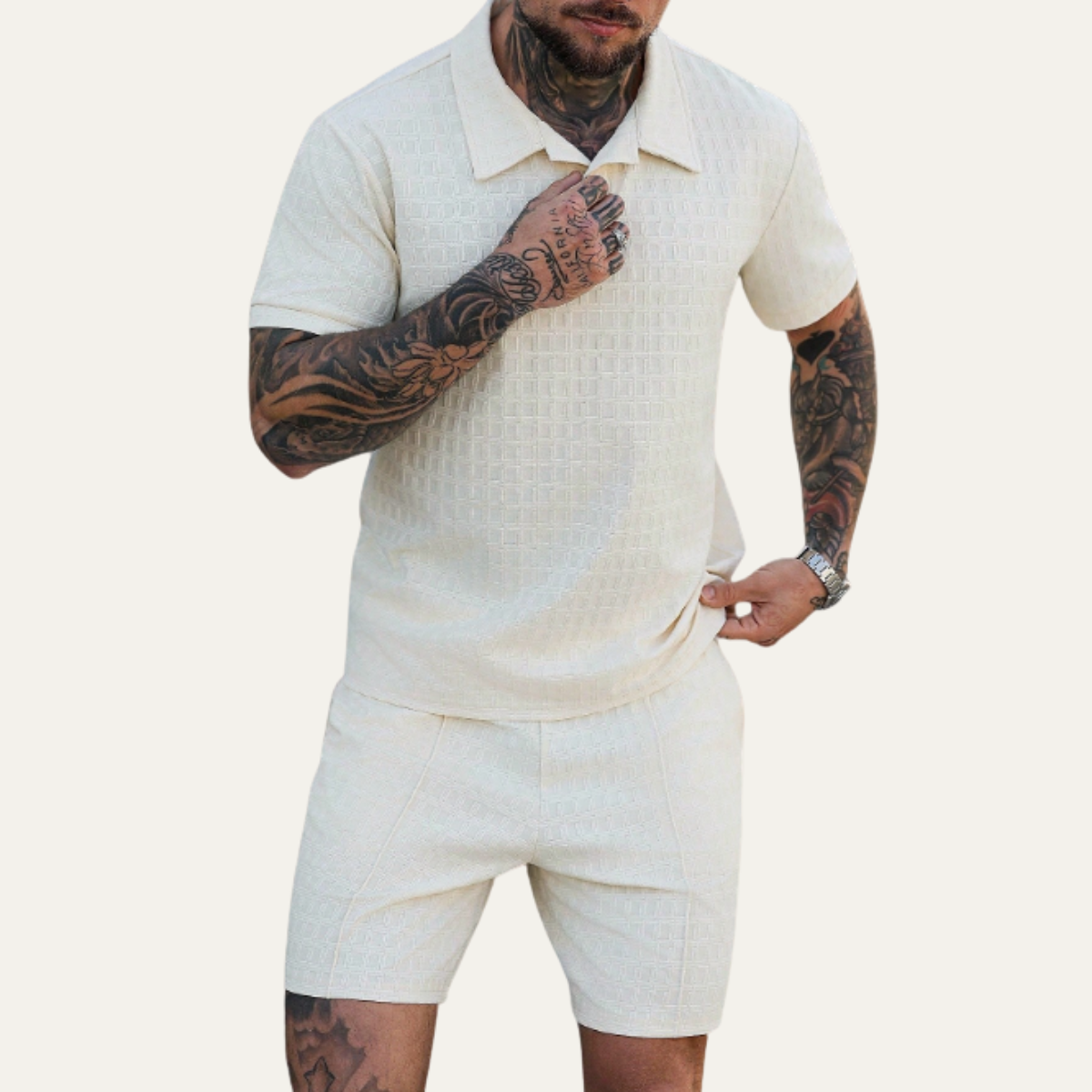 Jude | Men's Sweatsuit Light Blue Polo Short Sleeve