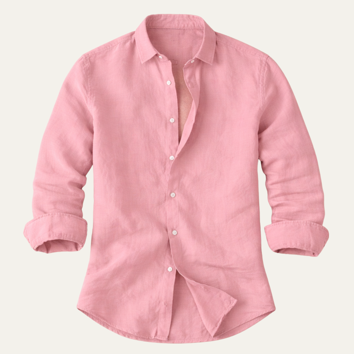 Maxim | Men's Linen Shirt Pink Long Sleeve Button Up