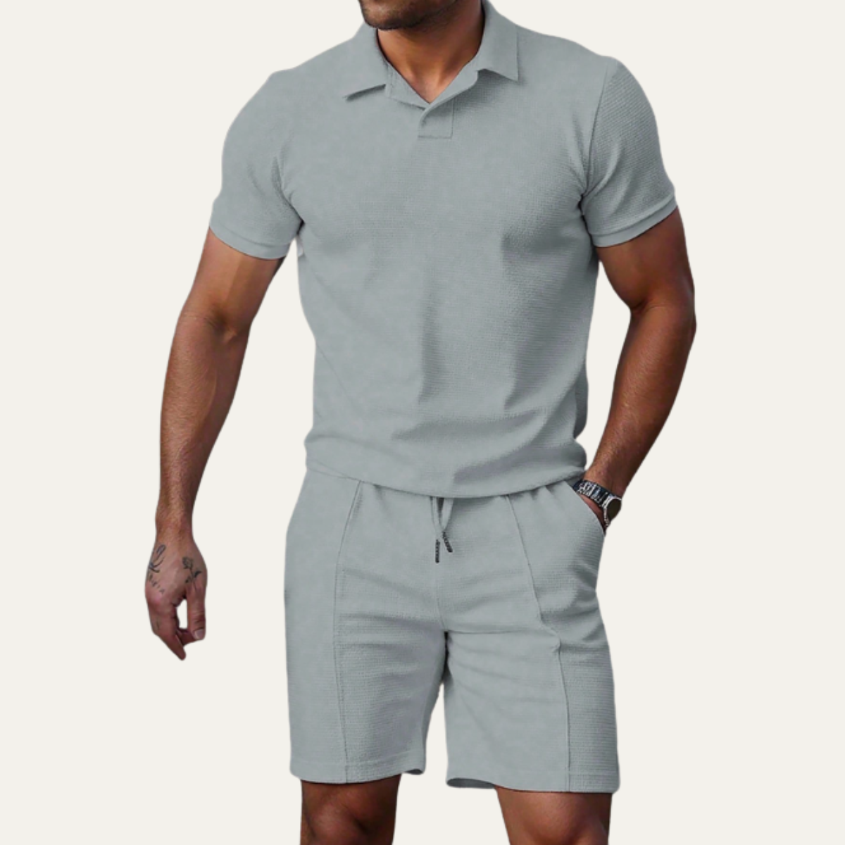 Jude | Men's Sweatsuit Light Blue Polo Short Sleeve