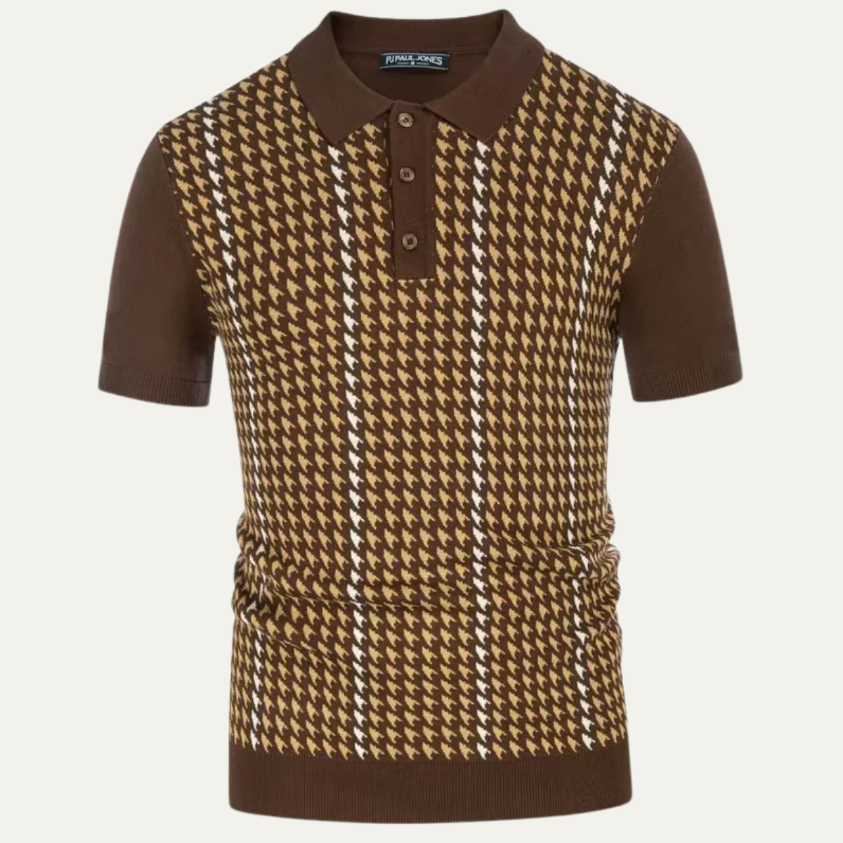 Axel | Men's Houndstooth Polo Shirt Black White