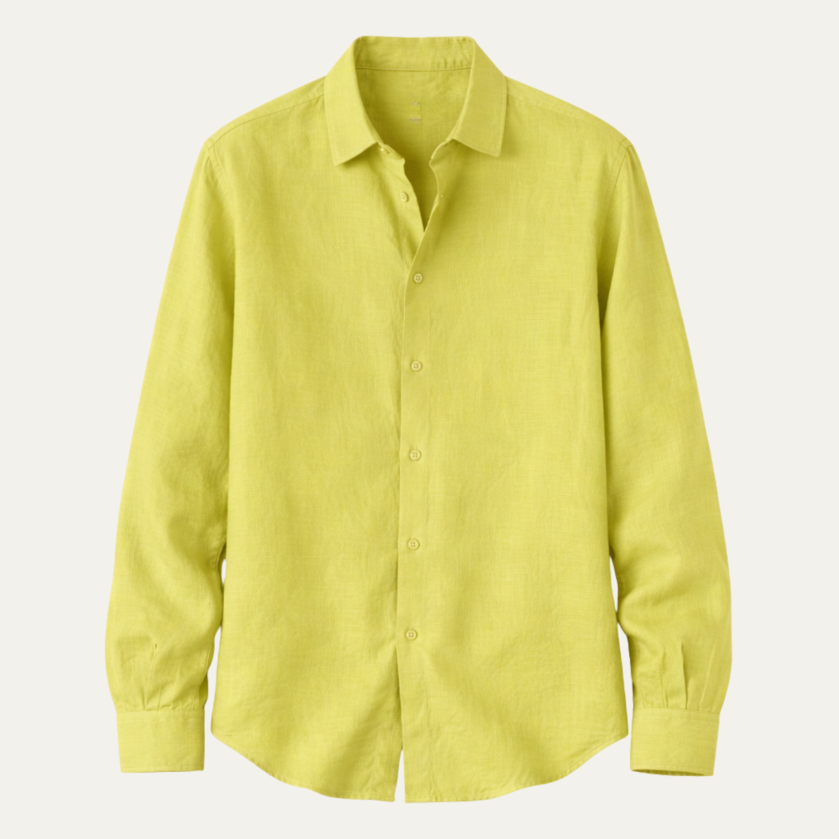 Axel | Men's Linen Shirt Chartreuse Button Up Long Sleeve