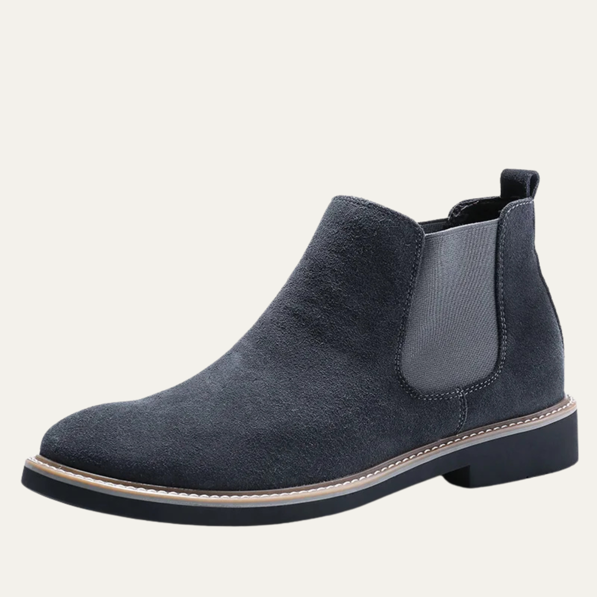 Tate | Men's Chelsea Boot Black Suede Contrast Stitch
