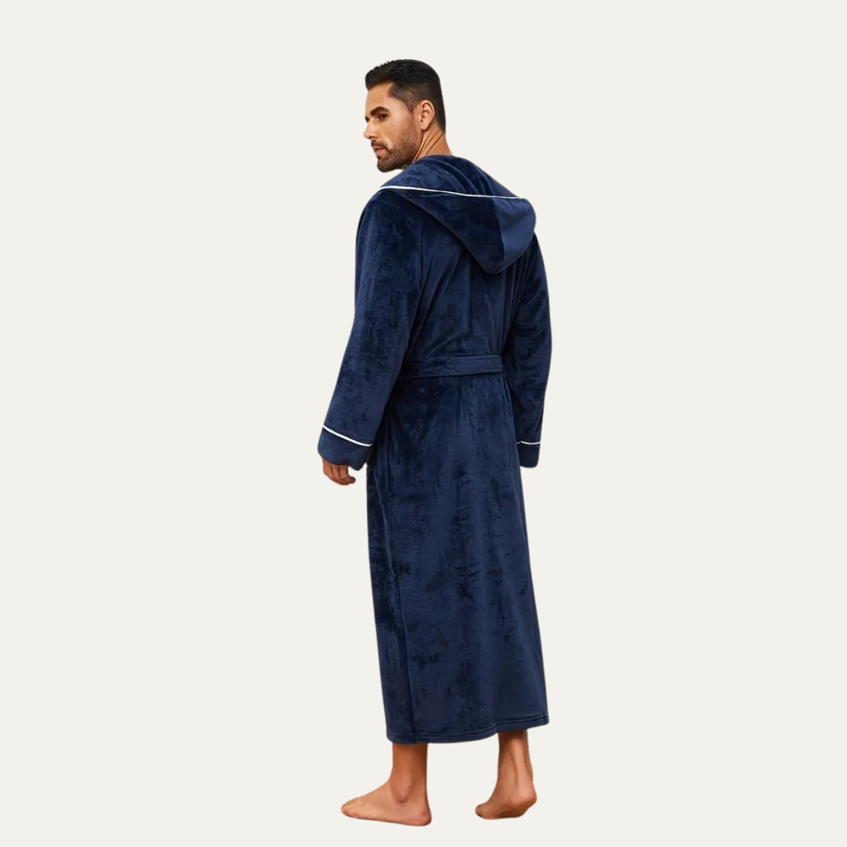 Jude | Men's Hooded Fleece Robe Black Long Bathrobe