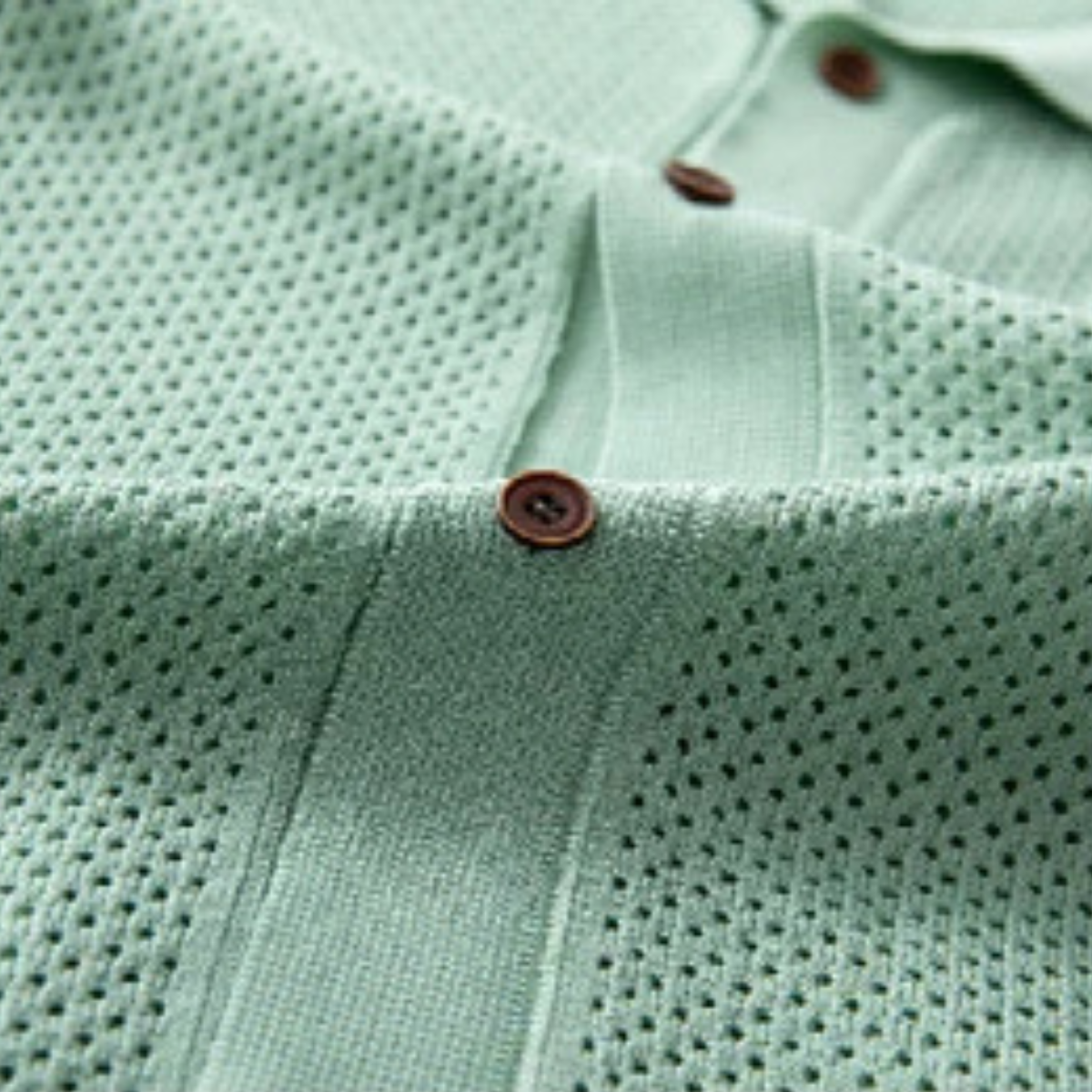 Kai | Men's Knit Button Up Shirt Light Green Short Sleeve
