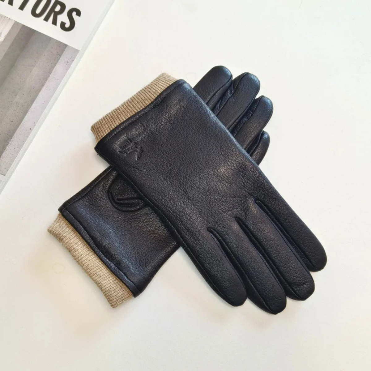Rowan | Men's Leather Winter Gloves Brown Wool Lined