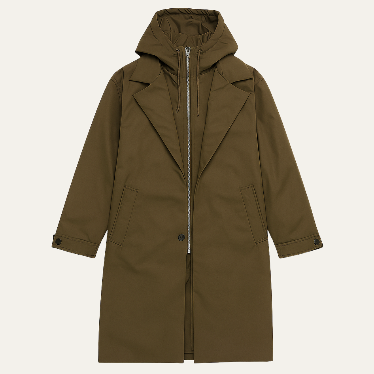Voss | Men's Olive Puffer Parka Waterproof Long Coat Hooded