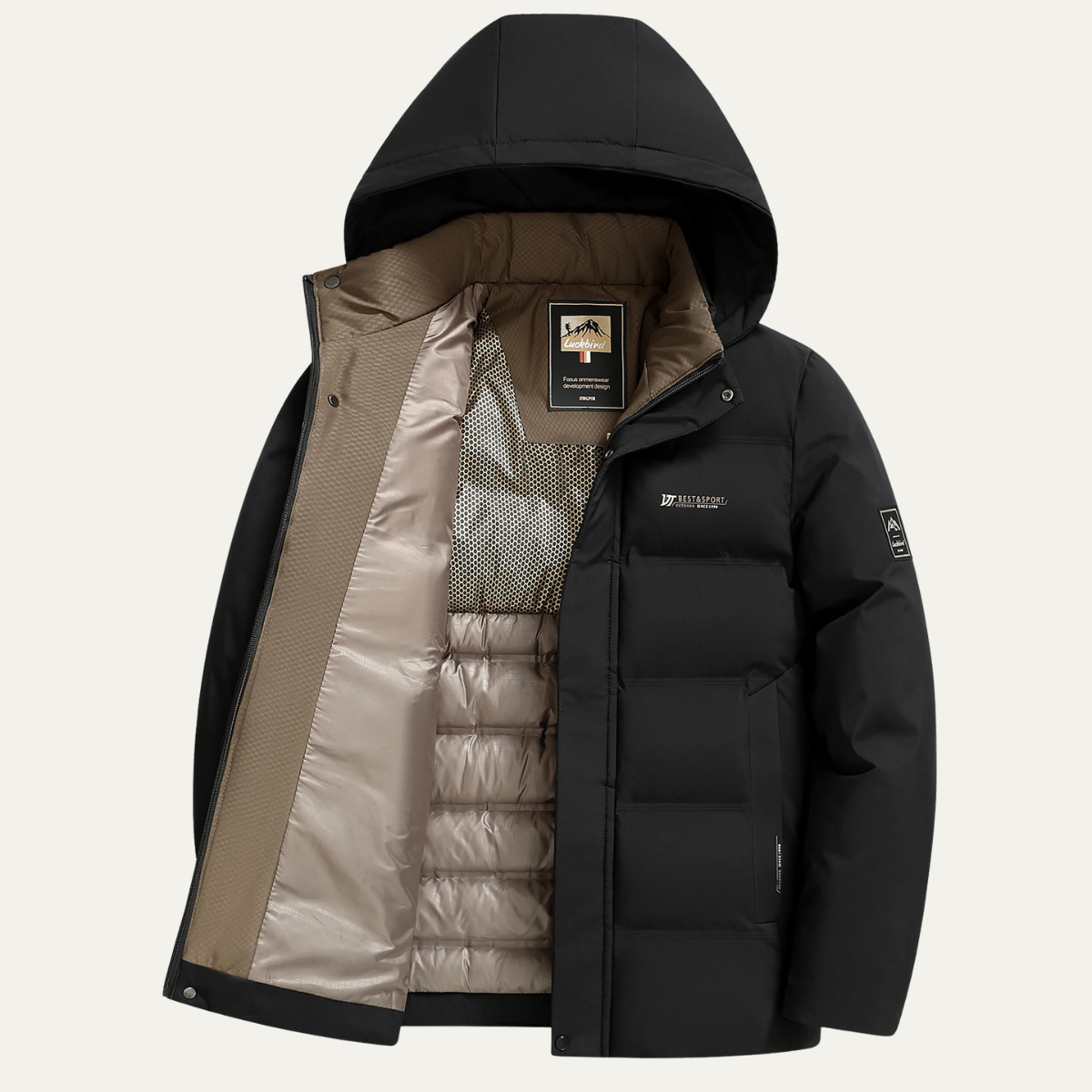 Axel | Men's Puffer Jacket Navy Hooded Winter Quilted