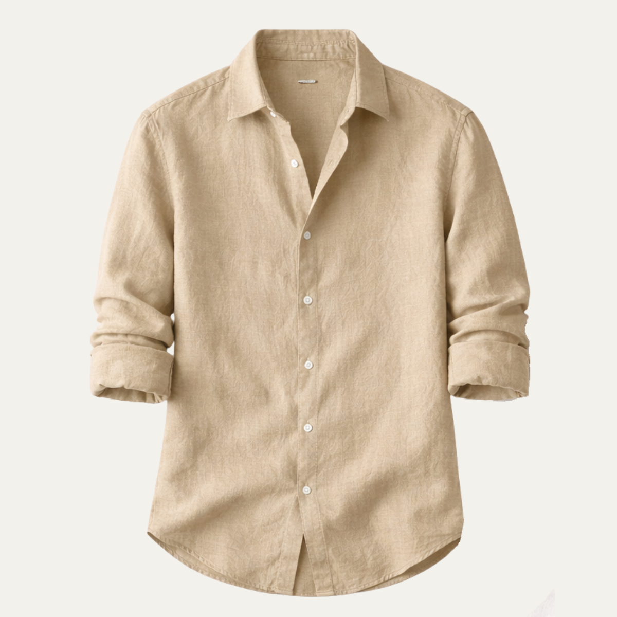 Eli | Men's Linen Shirt Cream Button Up Long Sleeve