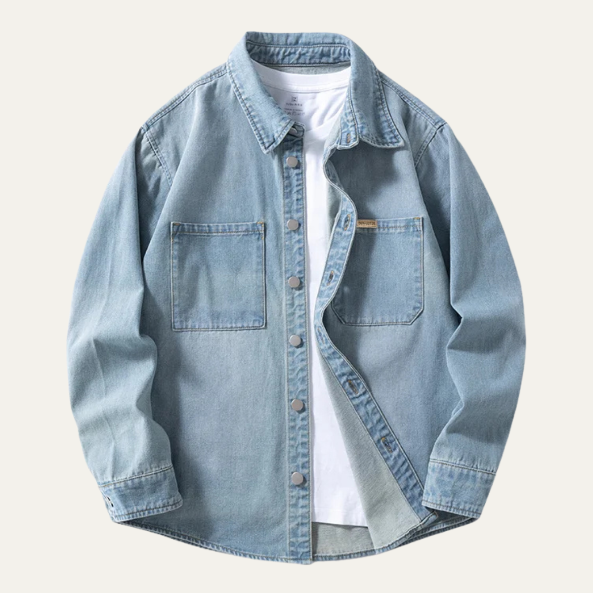Bram | Men's Denim Shirt Light Blue Button Up Long Sleeve