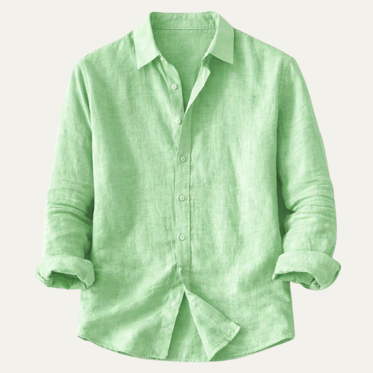 Bram | Men's Linen Shirt Green Long Sleeve Button Up