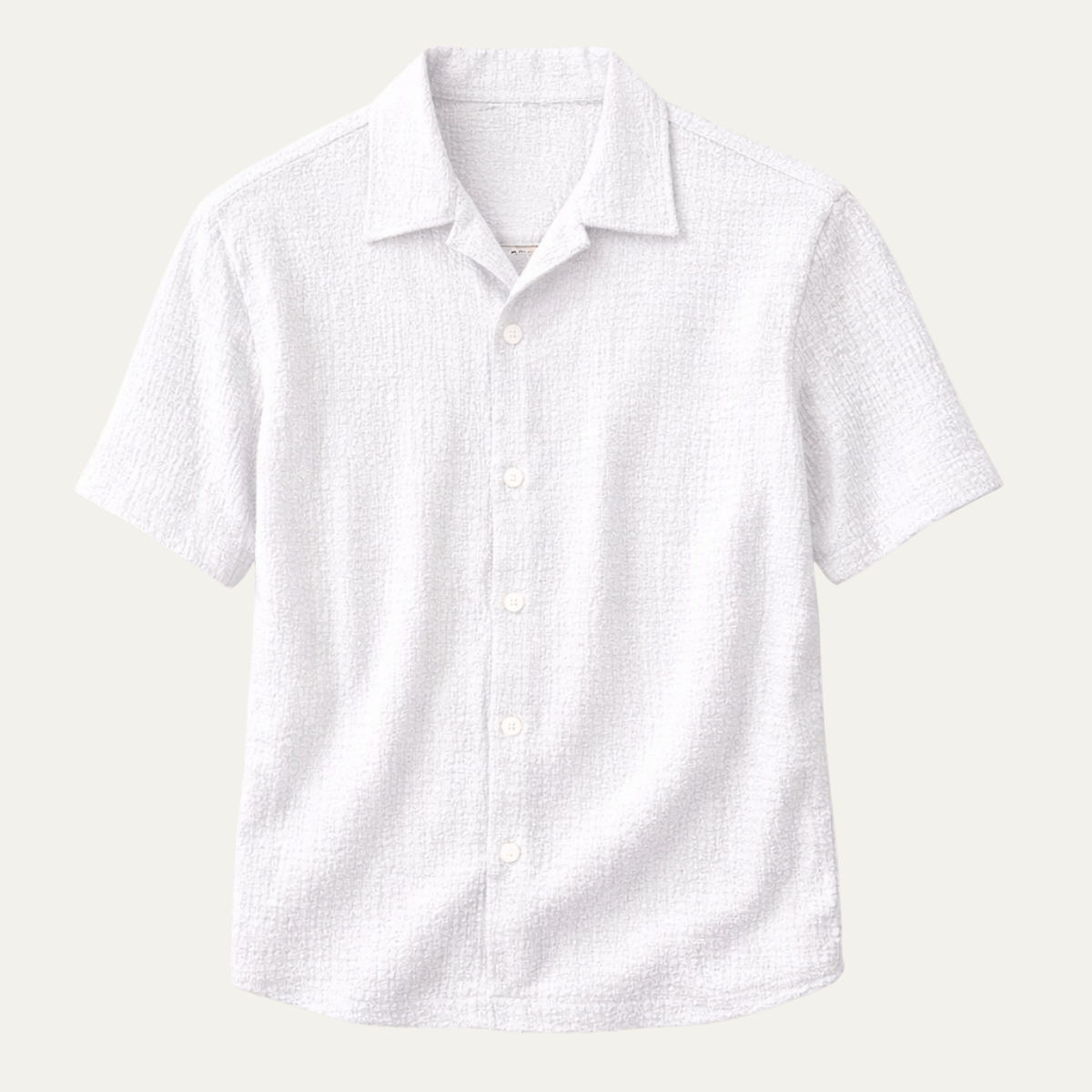 Callum | Men's White Textured Camp Collar Shirt