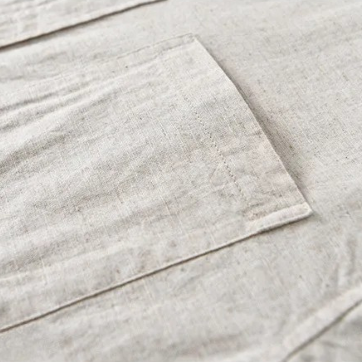Otto | Men's Casual Linen Button Up Shirt Cream Mandarin Collar