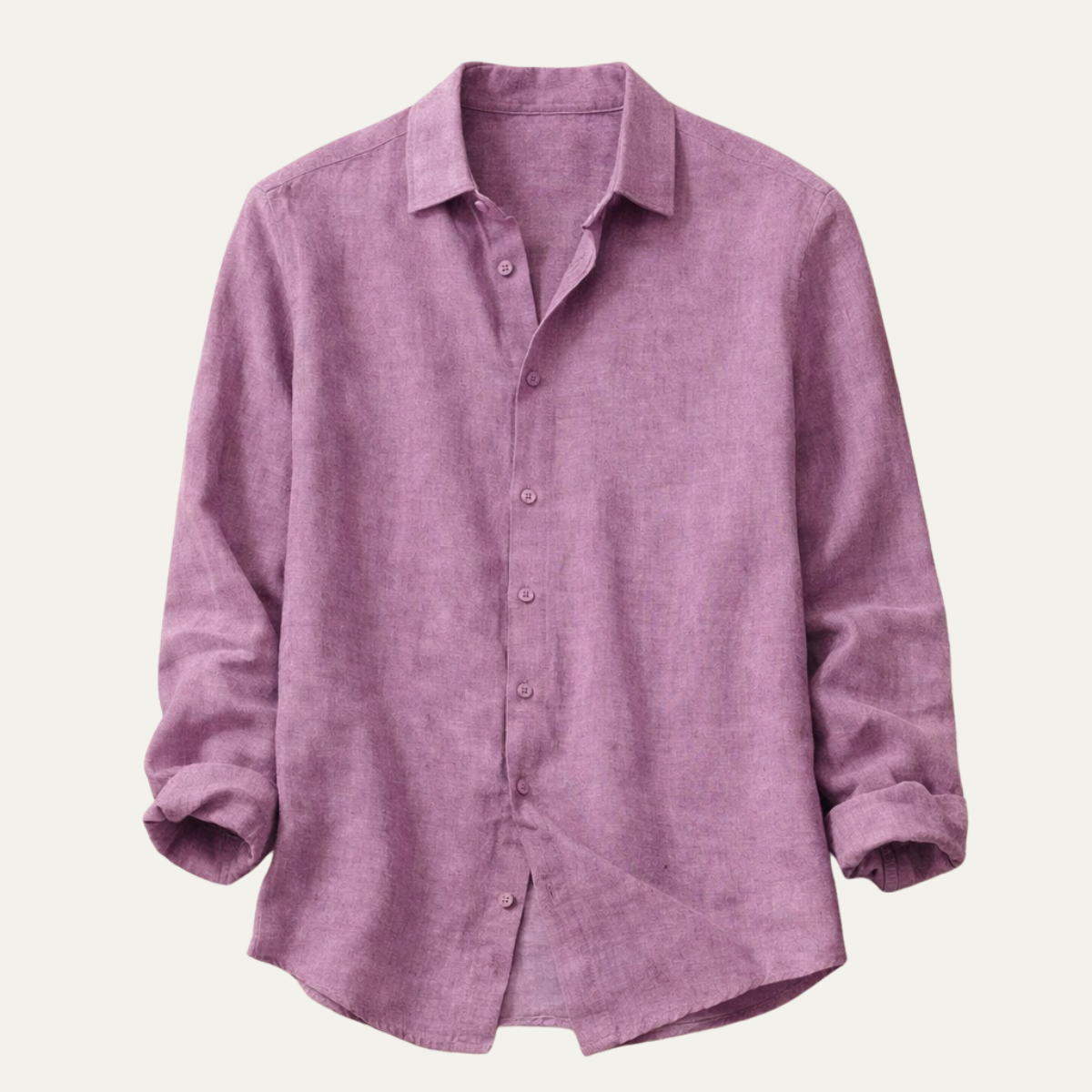 Ash | Men's Linen Cotton Button Up Shirt Mauve Long Sleeve