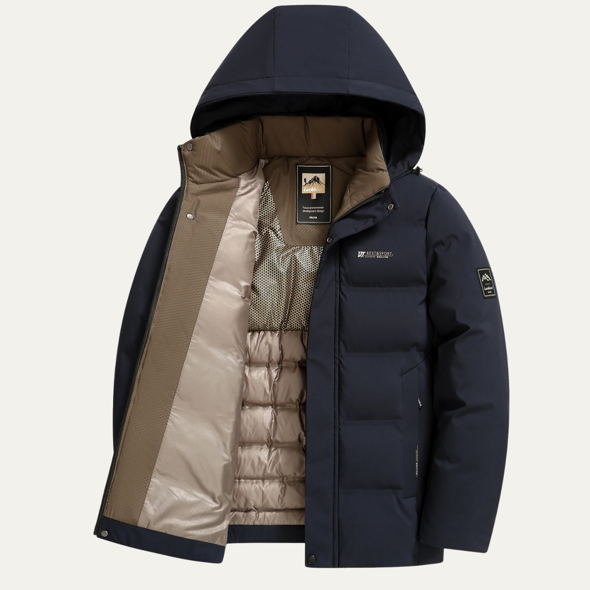 Axel | Men's Puffer Jacket Navy Hooded Winter Quilted