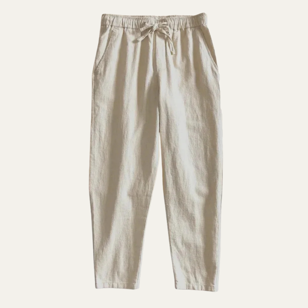 Sage | Men's Linen Pants Cream Elastic Waist Relaxed Fit