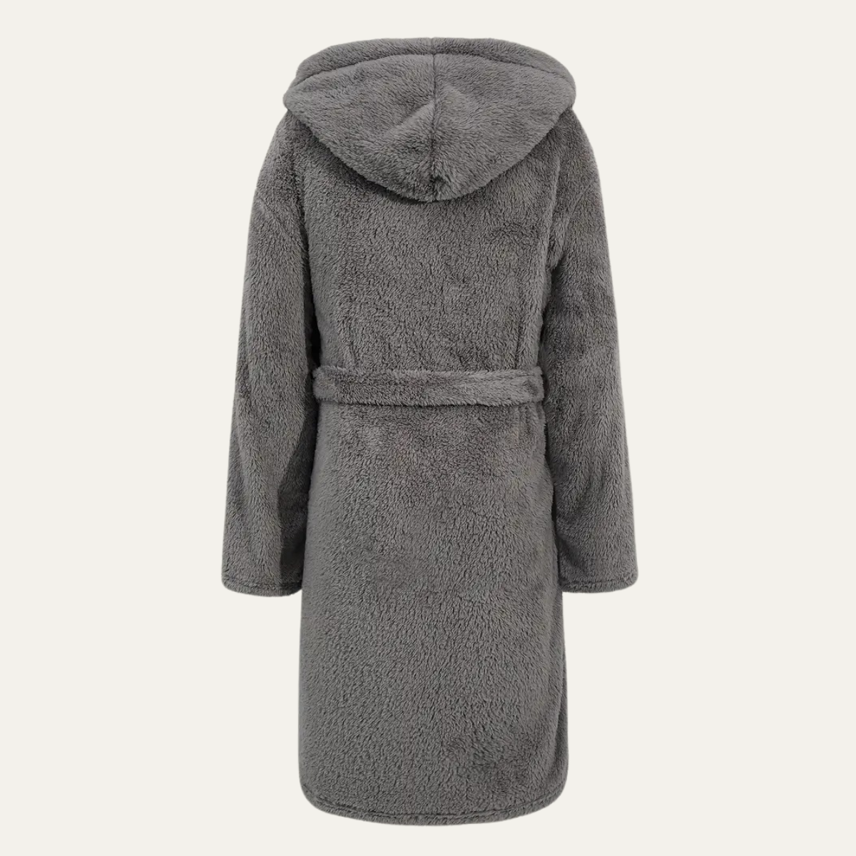 Bram | Men's Fleece Hooded Robe Gray Belt Pockets