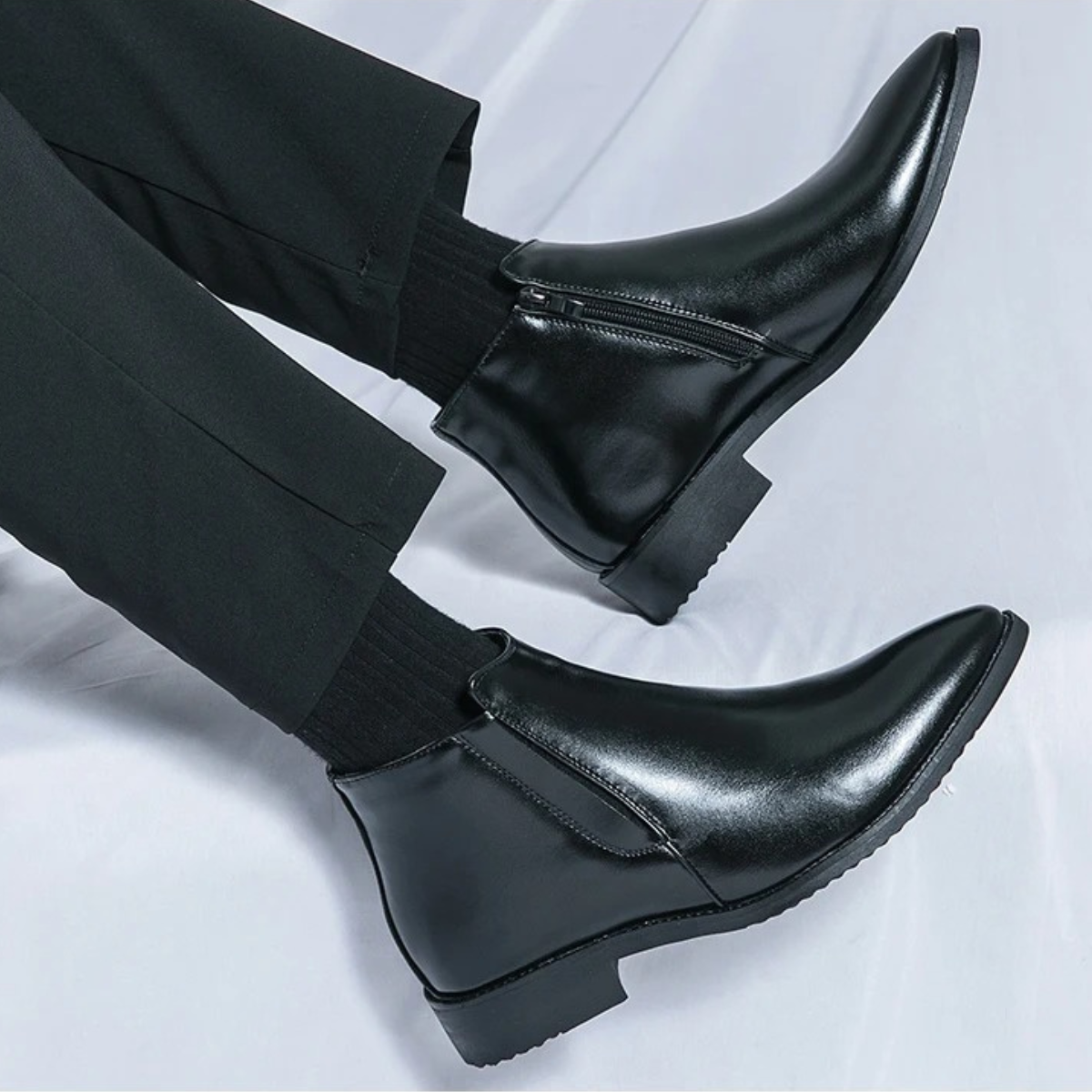 Ash | Men's Black Leather Chelsea Boots Slip On