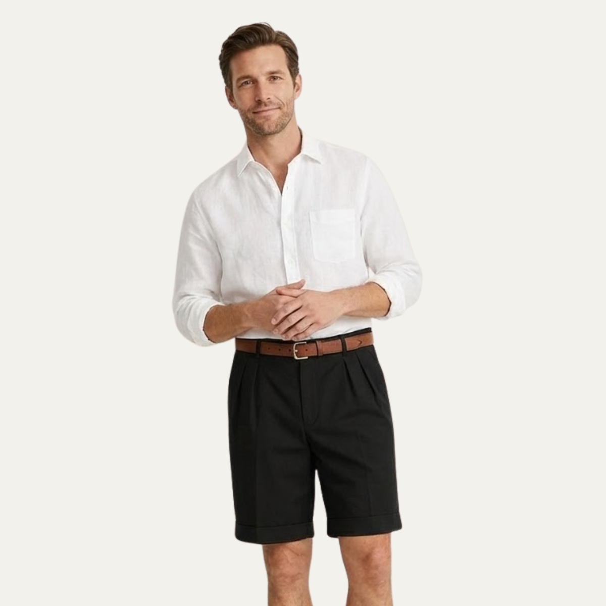 Rowan | Men's Tailored Pleated Shorts Navy