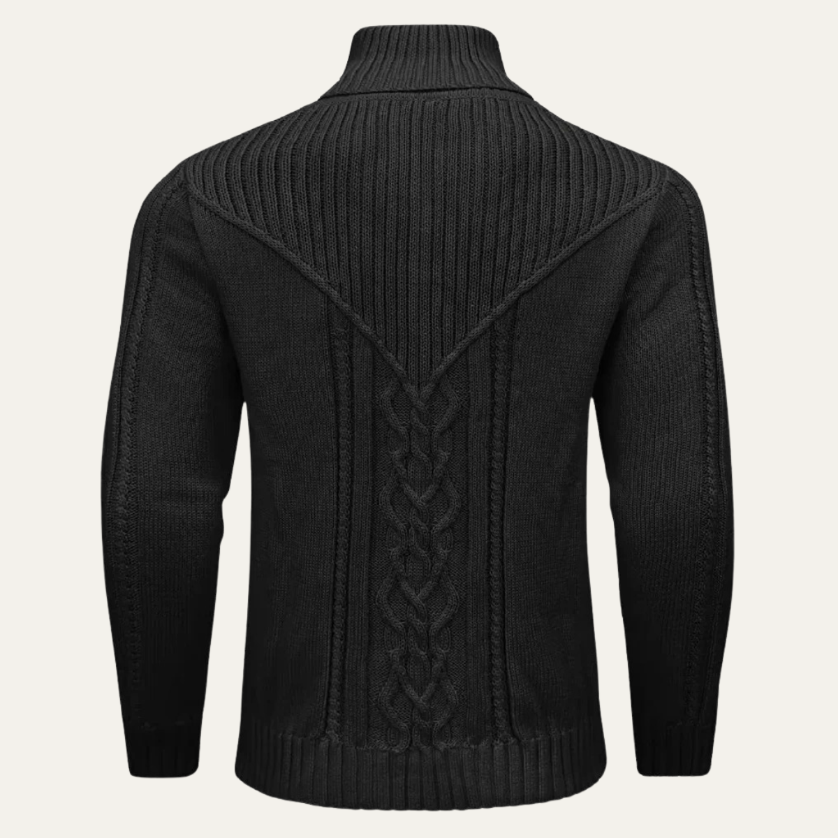 Soren | Men's Cable Knit Turtleneck Sweater Charcoal Button Neck