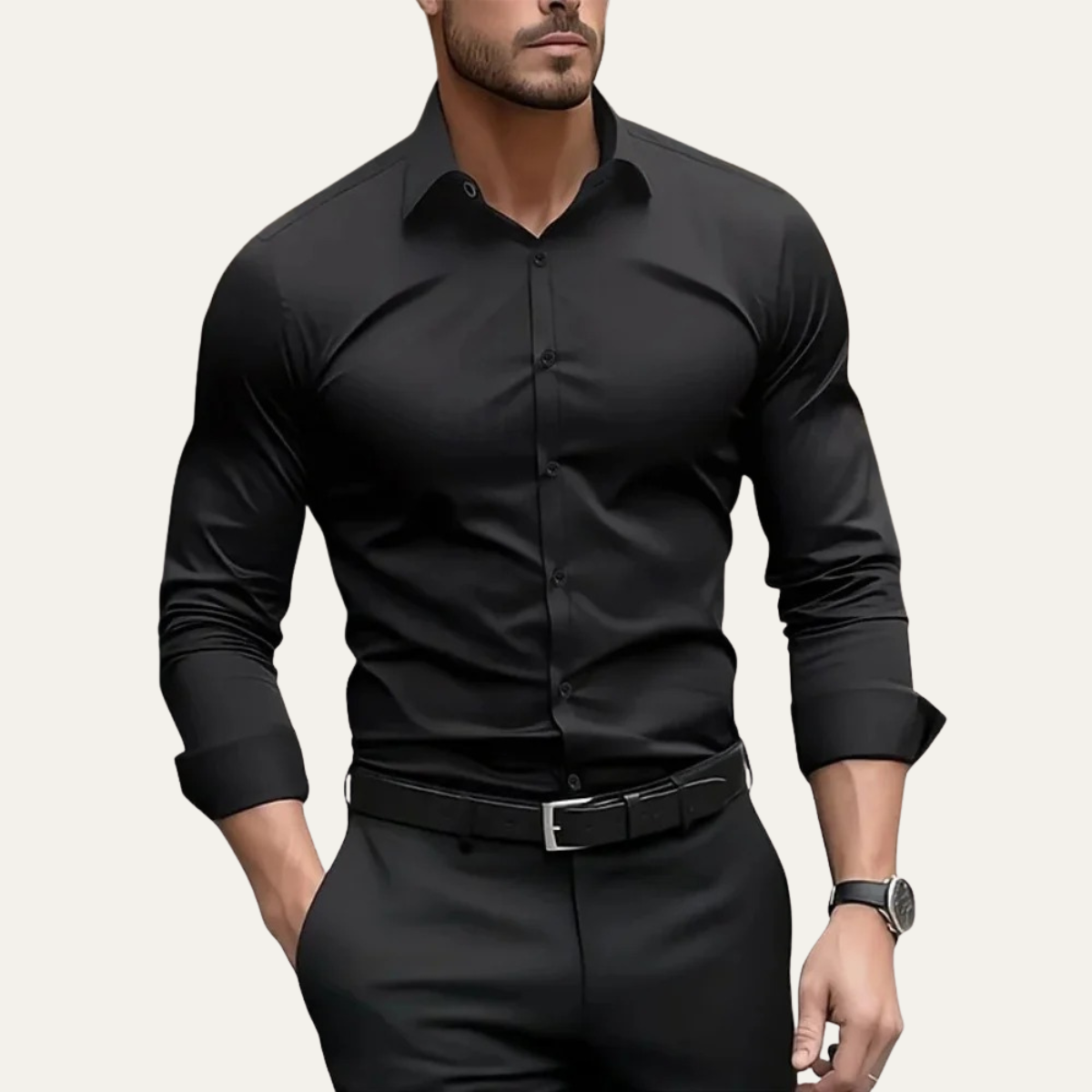 Jude | Men's Fitted Dress Shirt White Long Sleeve