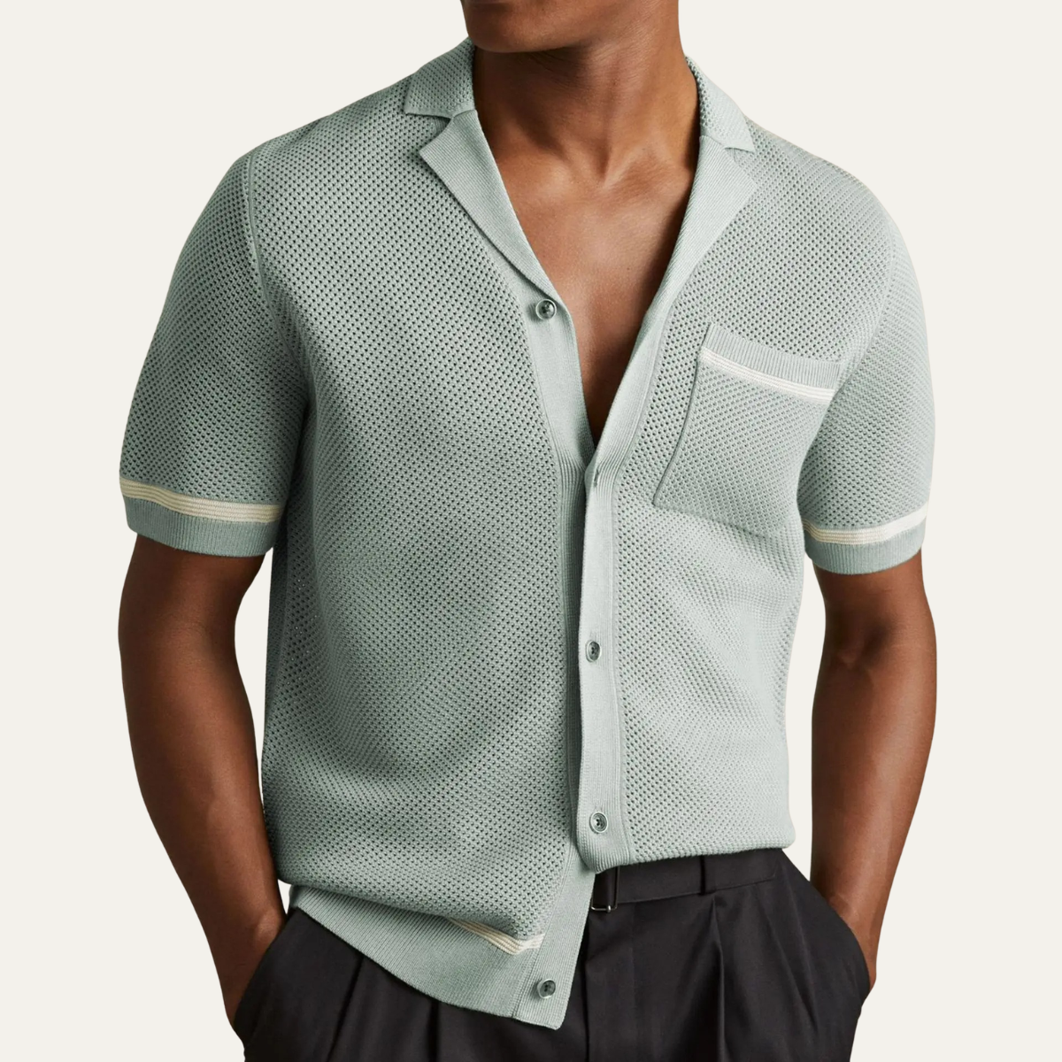 Sage | Men's Casual Knit Button Up Shirt Mint Green