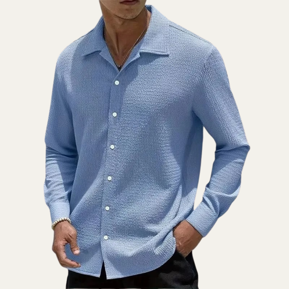 Beau | Men's Textured Button Up Shirt Lilac