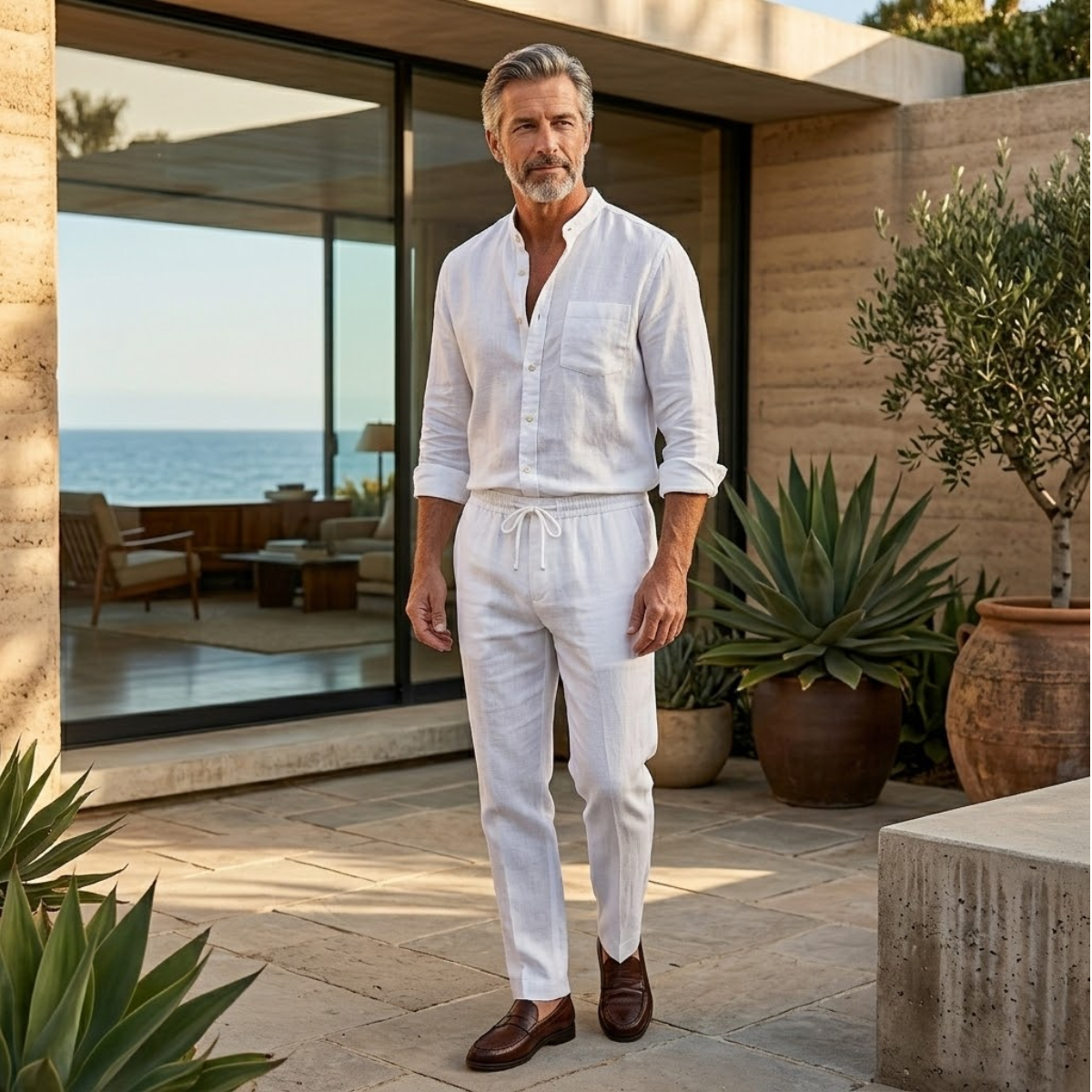 Rhys | Men's Relaxed Linen Lounge Set Gray