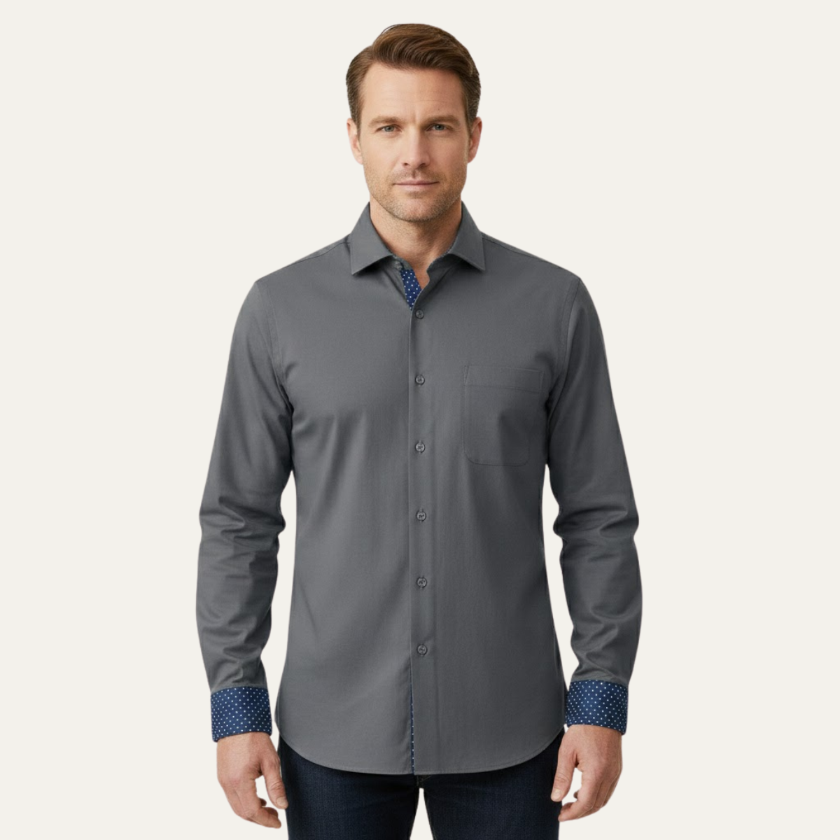 Beau | Men's Dress Shirt Red Long Sleeve Button Up