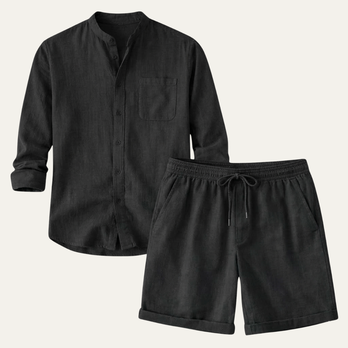 Ash | Men's Relaxed Linen Shorts Olive Green Elastic Waist