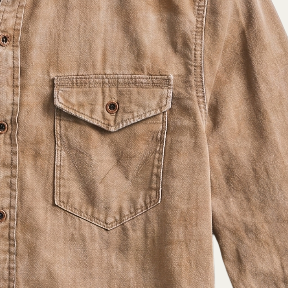 Dama Washington Rhys men's vintage washed denim shirt brown - view 5