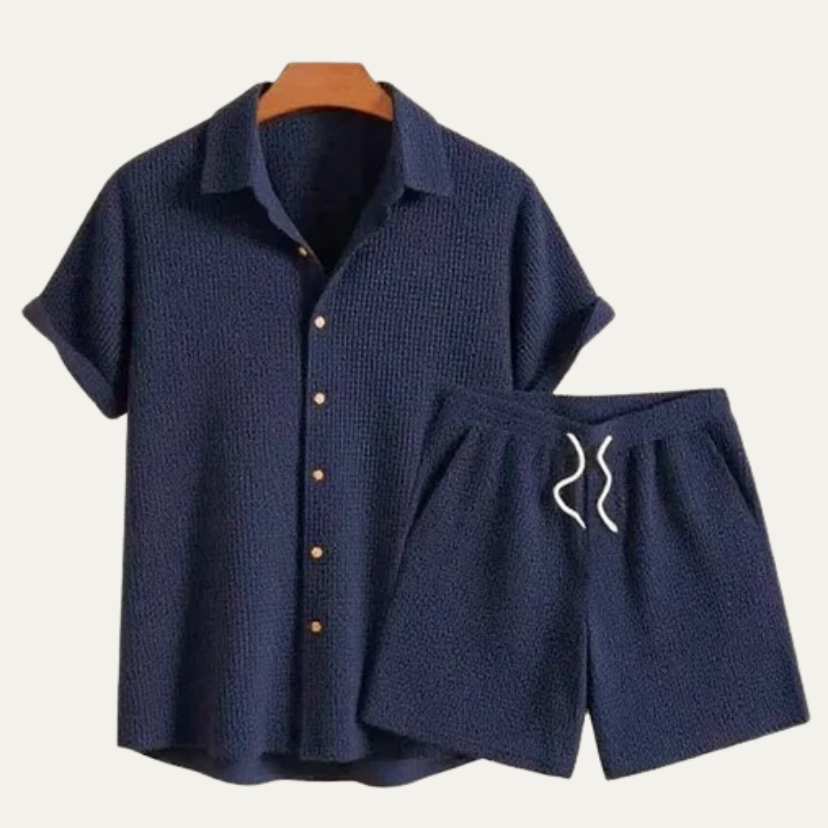 Callum | Men's Lounge Set Sage Green Ribbed Short Sleeve