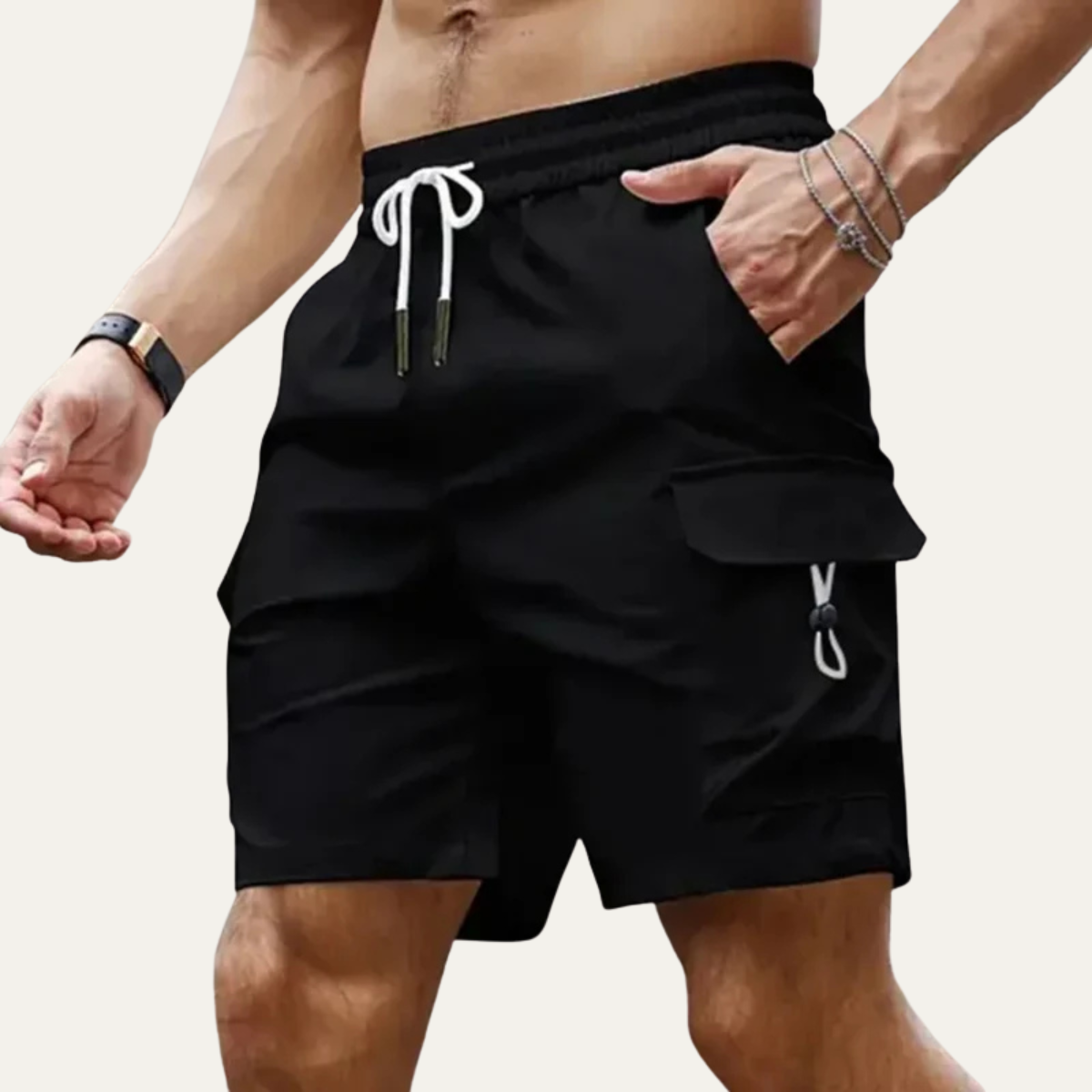 Max | Men's Cargo Shorts Gray Utility Drawstring