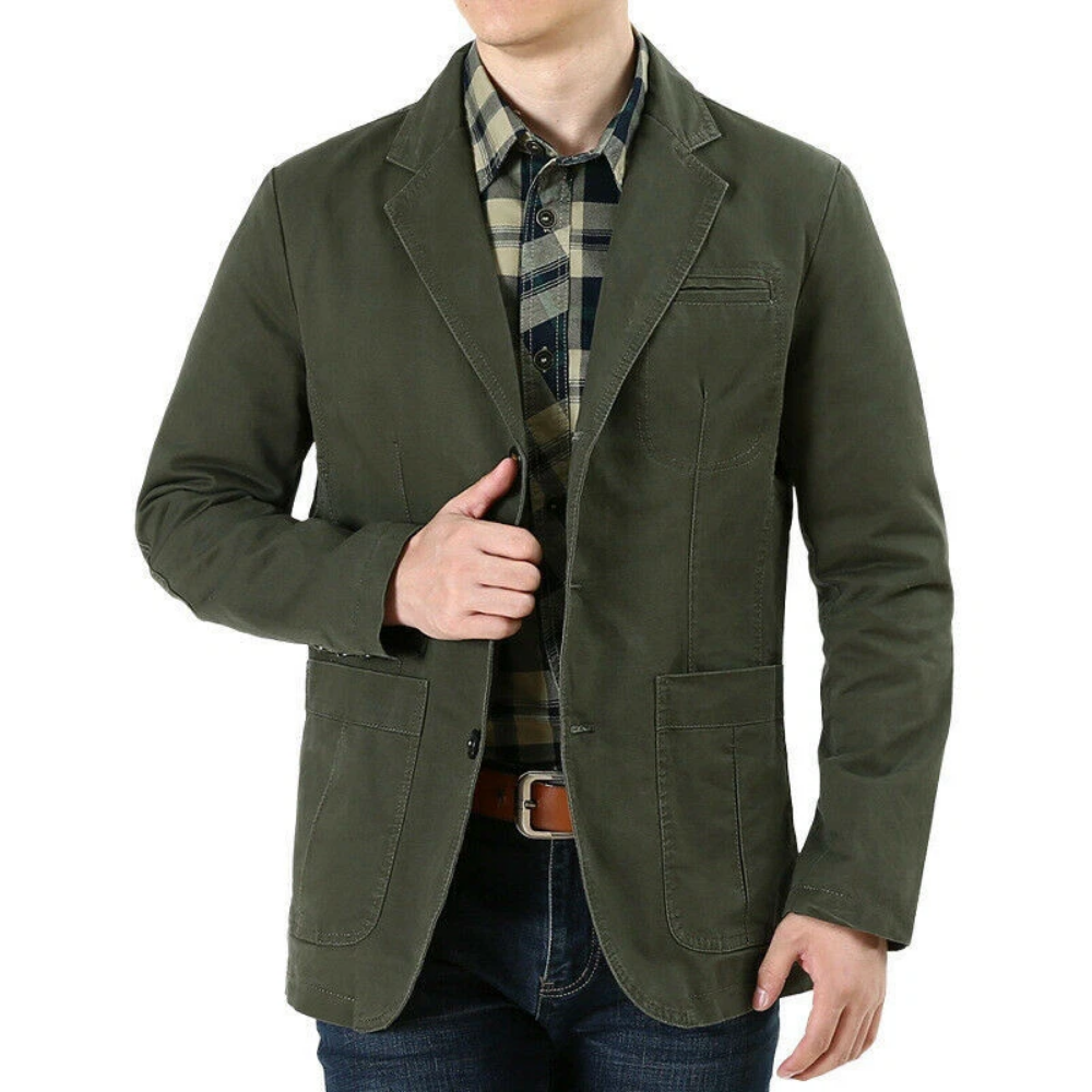 Voss | Men's Casual Lightweight Blazer Beige Cotton