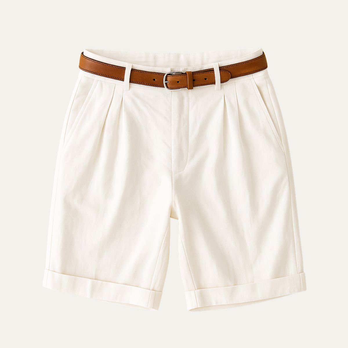 Rowan | Men's Tailored Linen Shorts Cream Pleated