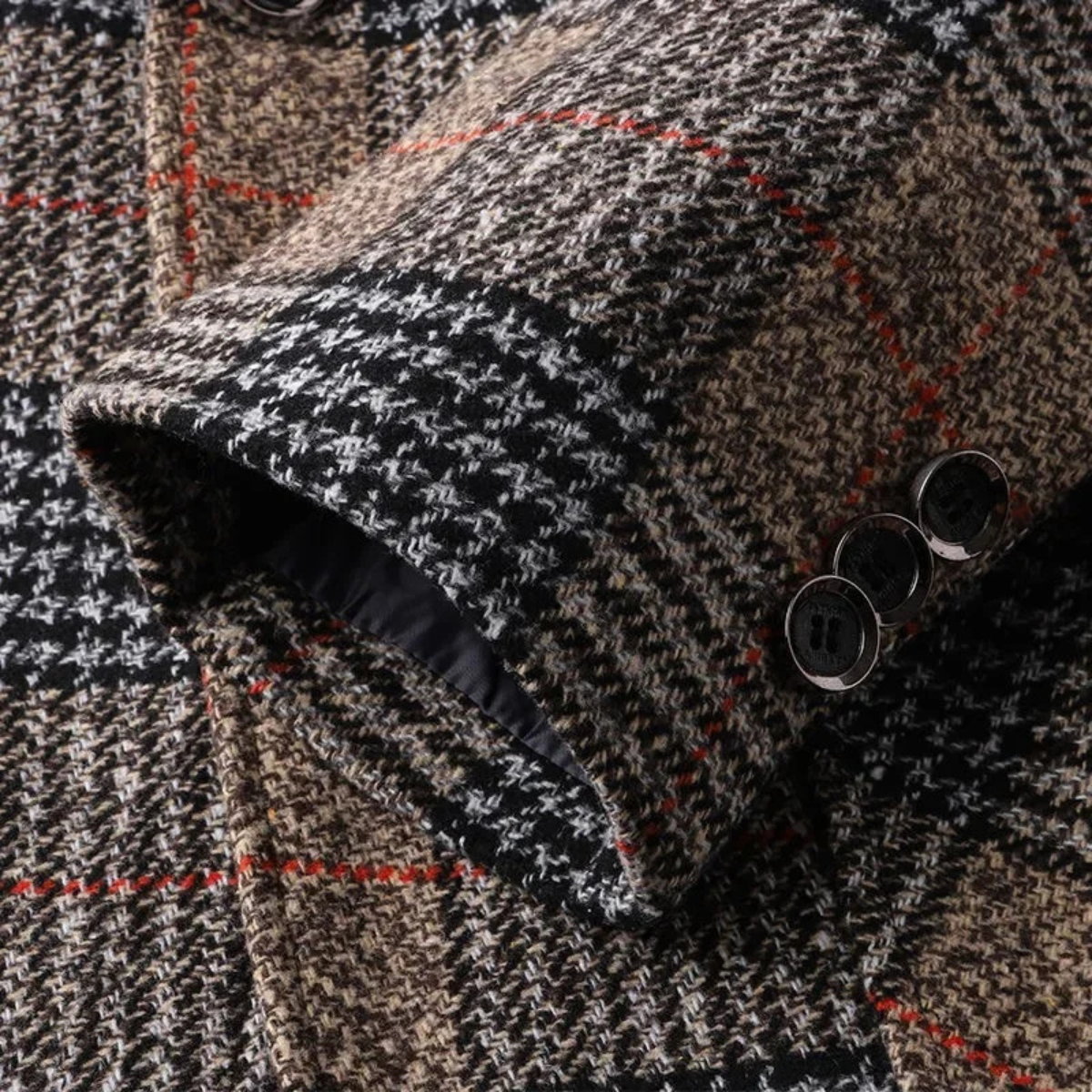 Beau | Men's Check Tweed Blazer Brown Houndstooth Fitted
