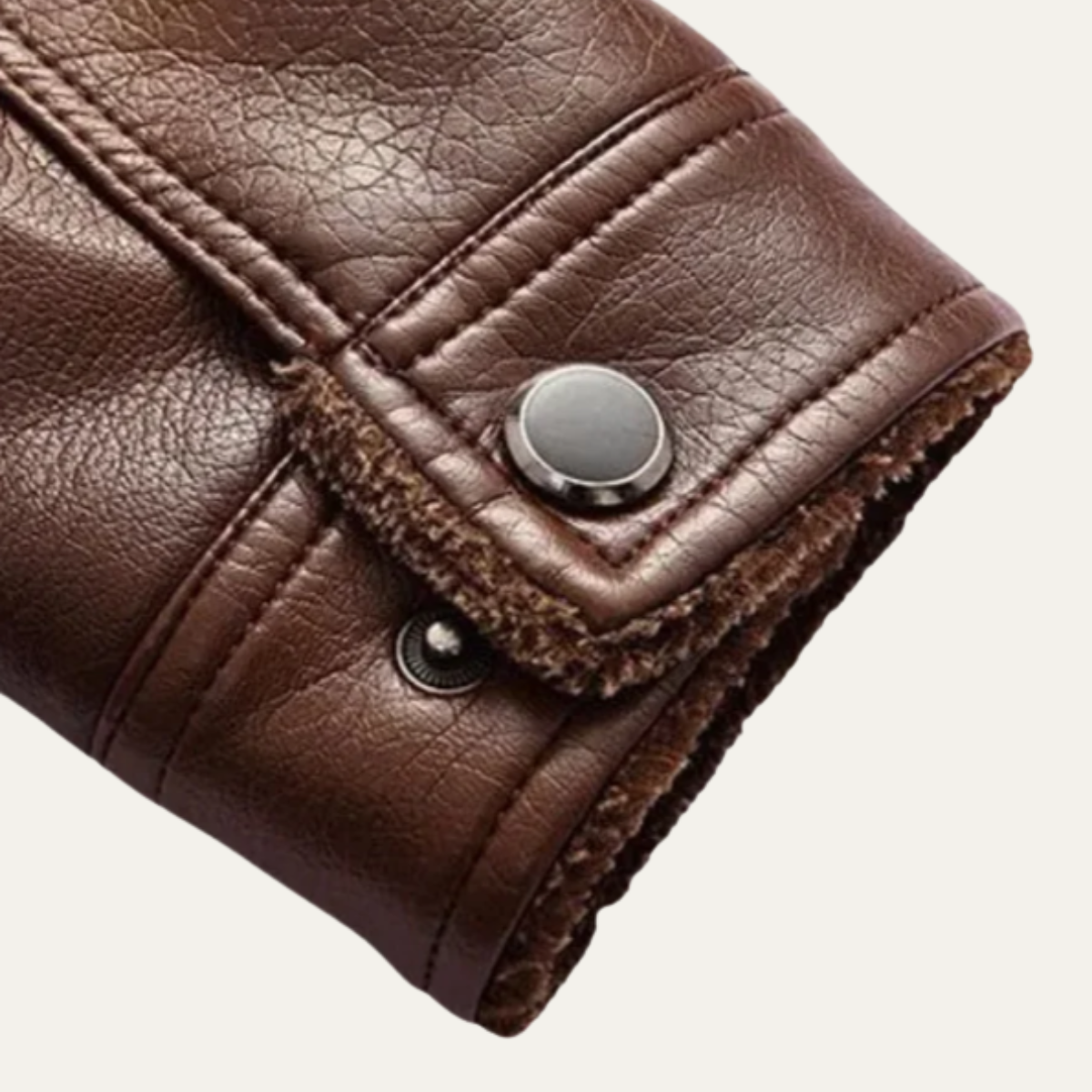 Beau | Men's Leather Jacket Brown Quilted Fleece Lined