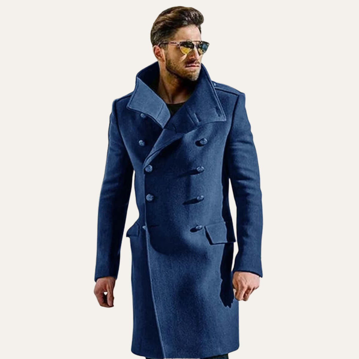 Idris | Men's Double Breasted Wool Coat Charcoal