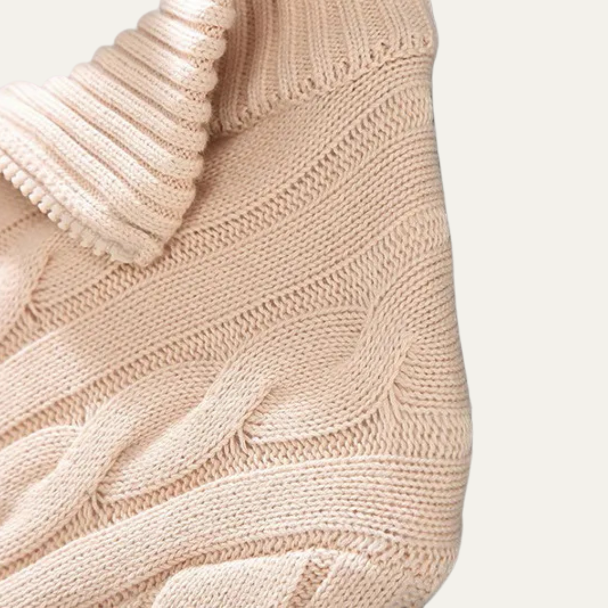 Luca | Men's Cable Knit Half Zip Sweater Cream