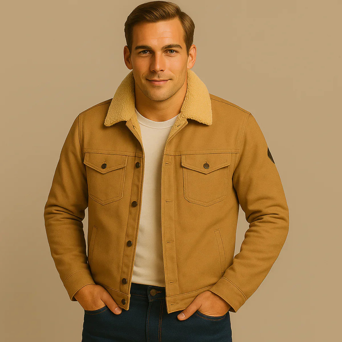 Jude | Men's Sherpa Lined Denim Jacket Black
