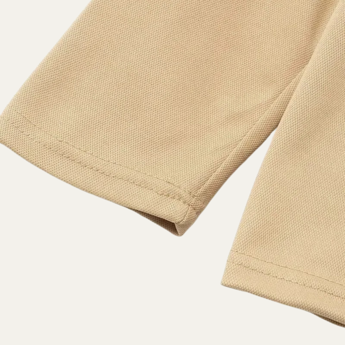 Bram | Men's Fitted Polo Shirt Cream Black Collar Long Sleeve