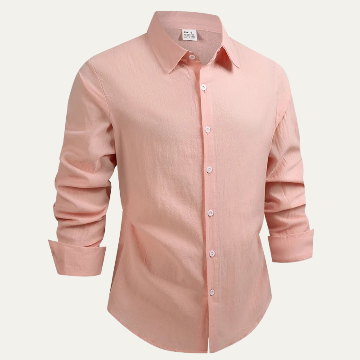 Beau | Men's Linen Shirt Cream Long Sleeve Button Up