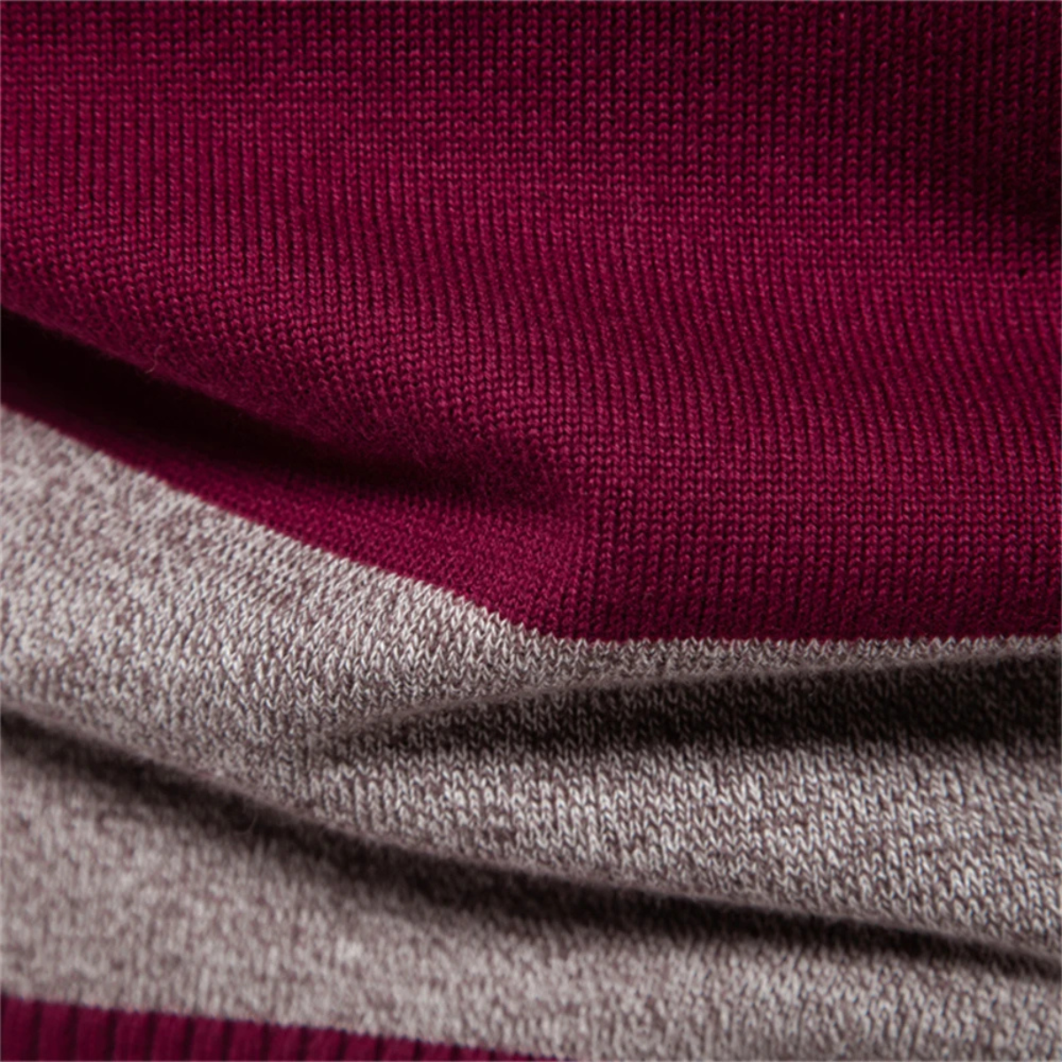 Beau | Men's Striped Polo Sweater Navy Gray Burgundy